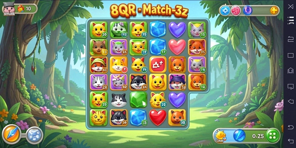 Tampilan gameplay 8QR yang penuh warna dan menantang.