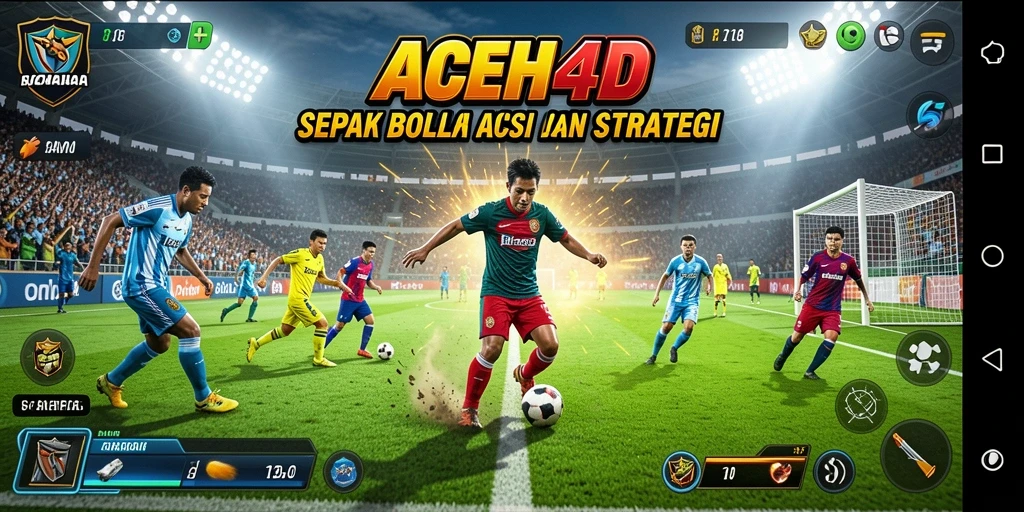 Screenshot gameplay <strong>ACEH4D</strong> menampilkan aksi menegangkan di lapangan sepak bola.