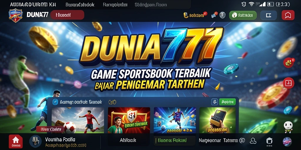 Tangkapan layar utama DUNIA777 menunjukkan antarmuka taruhan yang dinamis dan menarik.