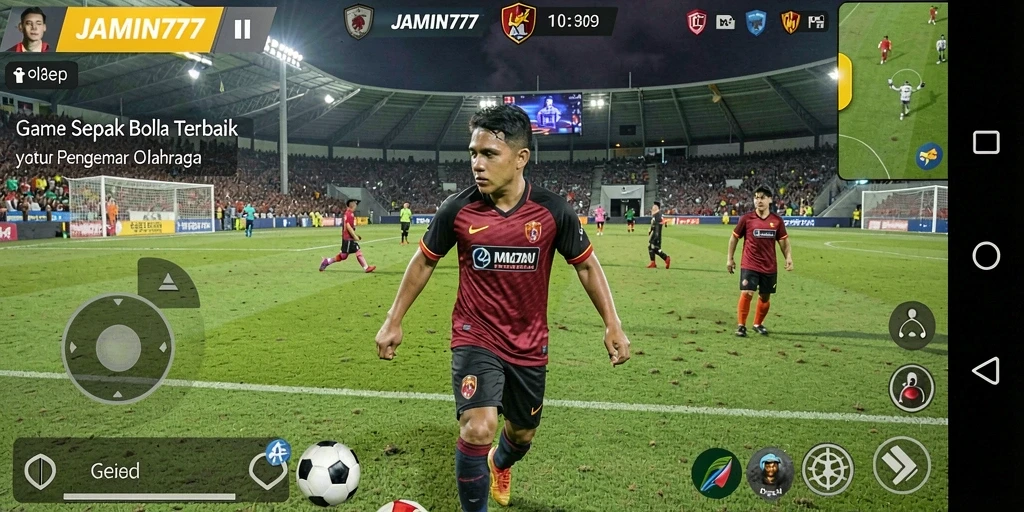 Screenshot JAMIN777 menampilkan aksi seru dalam pertandingan sepak bola.