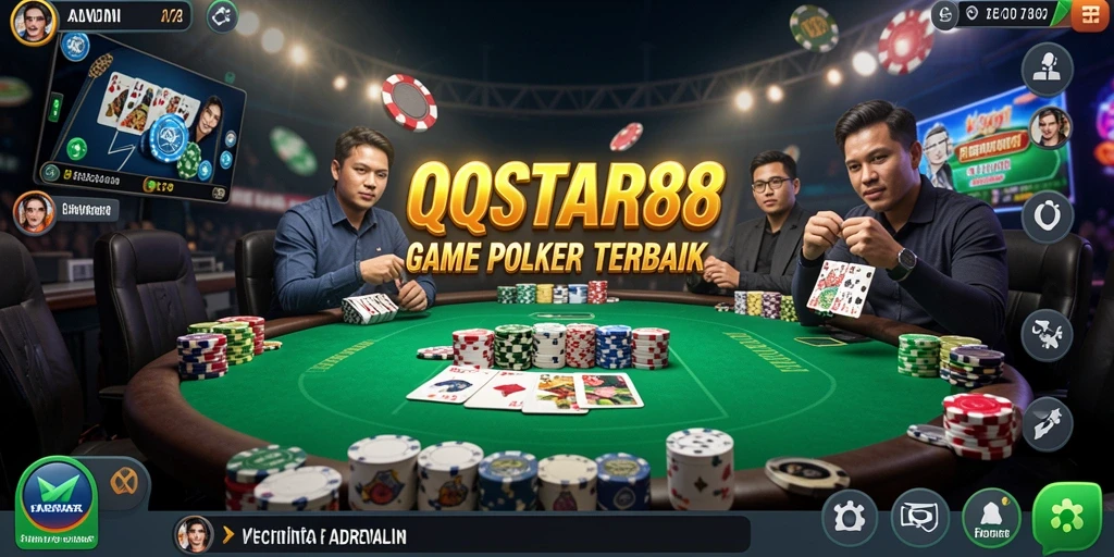 Screenshot gameplay QQSTAR88 menampilkan aksi seru Poker.