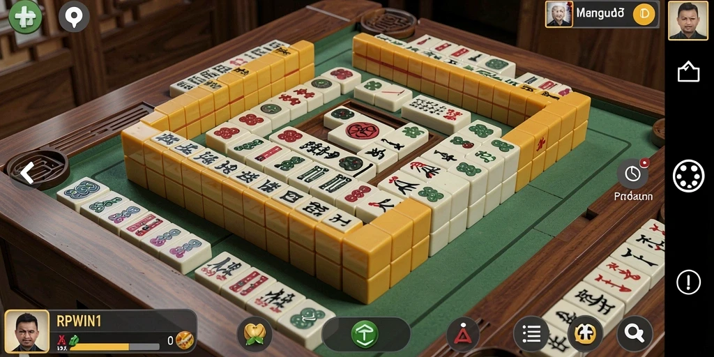 Screenshot permainan RPWIN1 yang menampilkan momen seru dalam Mahjong.