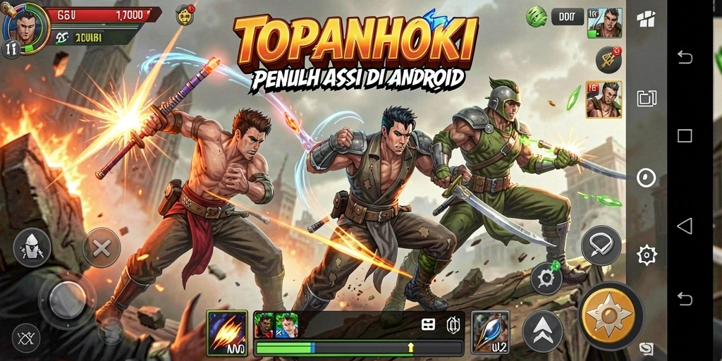 Gameplay TOPANHOKI yang seru dengan pertarungan karakter yang intens.