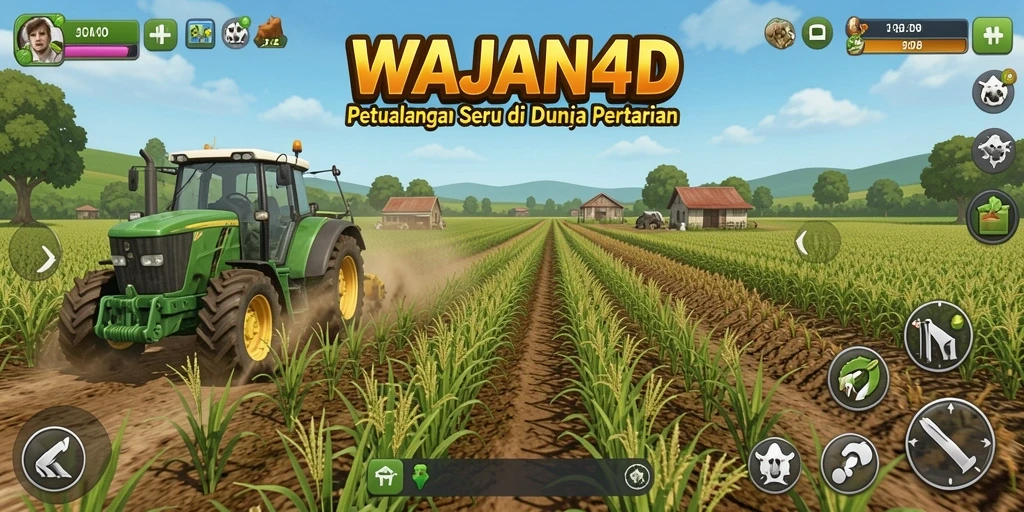 Screenshot gameplay WAJAN4D menampilkan aktivitas berkebun yang seru.