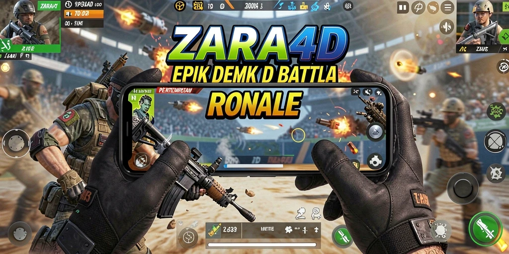 Tampilan gameplay menegangkan dari ZARA4D dalam arena Battle Royale.